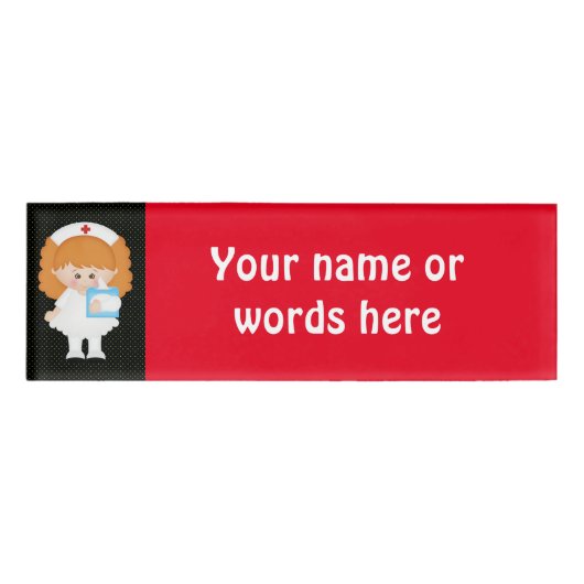 Cartoon-Krankenschwester fügen Wörter oder Namenss Namenschild (Vorderseite)