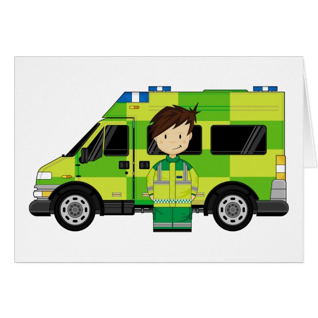 Cartoon-Krankenwagen und EMT (Vorderseite (Horizontal))