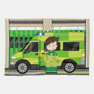 Cartoon-Krankenwagen und EMT Handtuch