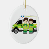 Cartoon-Krankenwagen und EMT Keramik Ornament (Rechts)