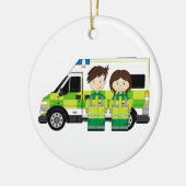 Cartoon-Krankenwagen und EMT Keramik Ornament (Links)