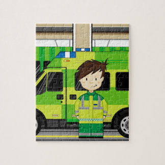 Cartoon-Krankenwagen und EMT Puzzle