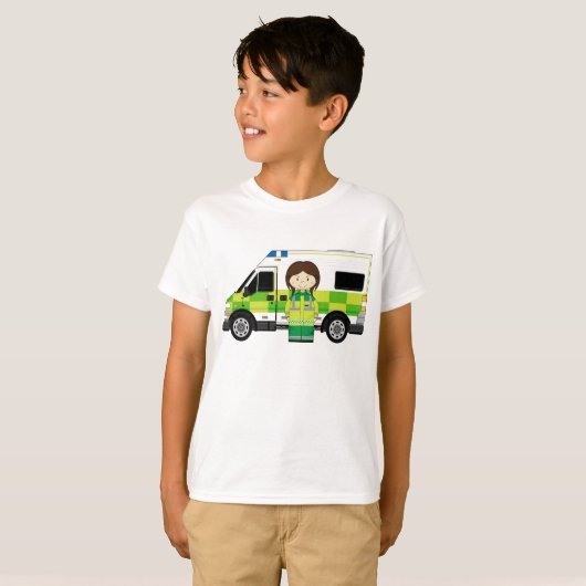 Cartoon-Krankenwagen und EMT T-Shirt (Vorne ganz)