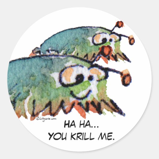 Cartoon Krill Funny Stickers - Text anpassen (Vorderseite)