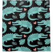 Cartoon-Krokodile, niedliche nahtlose Muster. Duschvorhang (Vorderseite)