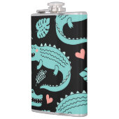 Cartoon-Krokodile, niedliche nahtlose Muster. Flachmann (Links)