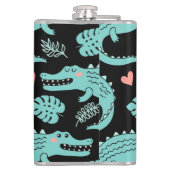 Cartoon-Krokodile, niedliche nahtlose Muster. Flachmann (Rückseite)