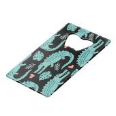 Cartoon-Krokodile, niedliche nahtlose Muster. Geldbeutel Flaschenöffner (Vorderseite Schrägansicht)