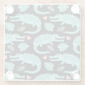 Cartoon-Krokodile, niedliche nahtlose Muster. Glasuntersetzer (Rückseite)