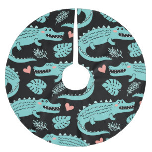 Cartoon-Krokodile, niedliche nahtlose Muster. Polyester Weihnachtsbaumdecke