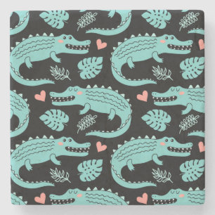 Cartoon-Krokodile, niedliche nahtlose Muster. Steinuntersetzer