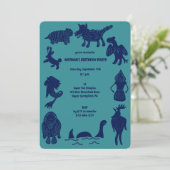 Cartoon Kryptiden Kryptozoologie-Monster Geburtsta Einladung (Stehend Vorderseite)