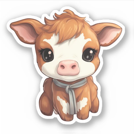 Cartoon Kuh-Abbildung Aufkleber (Vorderseite)