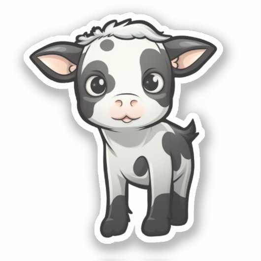 Cartoon Kuh-Abbildung Aufkleber (Vorderseite)