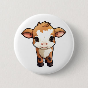 Cartoon Kuh-Abbildung Button
