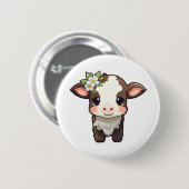 Cartoon Kuh-Abbildung Button (Vorne & Hinten)