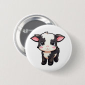 Cartoon Kuh-Abbildung Button (Vorne & Hinten)