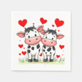 Cartoon Kuh Couple Liebe Serviette (Vorderseite)