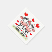 Cartoon Kuh Couple Liebe Serviette (Ecke)