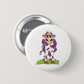 Cartoon Kuh Lila Button (Vorne & Hinten)