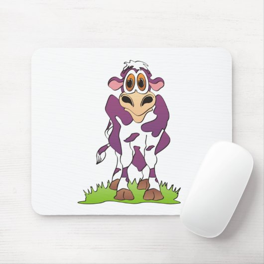 Cartoon Kuh Lila Mousepad (Mit Mouse)