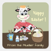 Cartoon Kuh Malerei Ostereier Umschlag Aufkleber (Vorderseite)