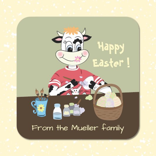 Cartoon Kuh Malerei Ostereier Umschlag Aufkleber