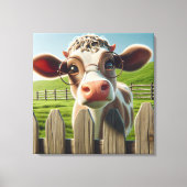 Cartoon Kuh mit Brille Leinwanddruck (Vorderseite)