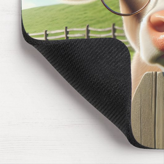 Cartoon Kuh mit Brille Mousepad (Ecke)