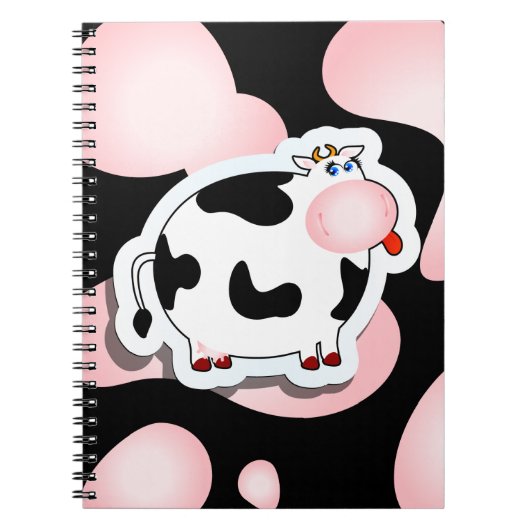 Cartoon Kuh, Notebook Notizblock (Vorderseite)
