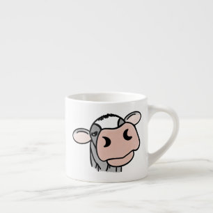 Cartoon-Kuh schwarz weiß rosa Kuss grau Farm Tier Espressotasse