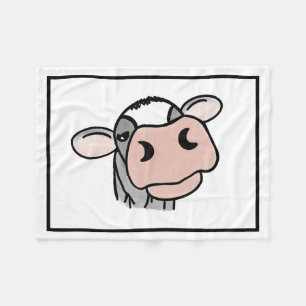 Cartoon-Kuh schwarz weiß rosa Kuss grau Farm Tier Fleecedecke