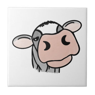 Cartoon-Kuh schwarz weiß rosa Kuss grau Farm Tier Fliese