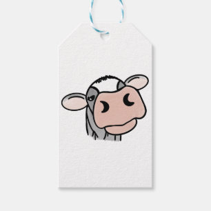 Cartoon-Kuh schwarz weiß rosa Kuss grau Farm Tier Geschenkanhänger