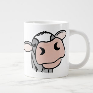 Cartoon-Kuh schwarz weiß rosa Kuss grau Farm Tier Jumbo-Tasse