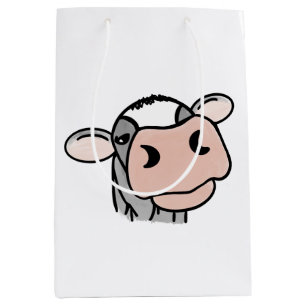 Cartoon-Kuh schwarz weiß rosa Küss grau Farm Tier Mittlere Geschenktüte