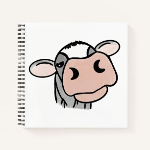Cartoon-Kuh schwarz weiß rosa Kuss grau Farm Tier Notizblock