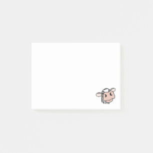 Cartoon-Kuh schwarz weiß rosa Kuss grau Farm Tier Post-it Klebezettel
