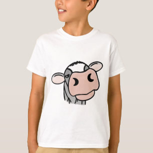 Cartoon-Kuh schwarz weiß rosa Kuss grau Farm Tier T-Shirt