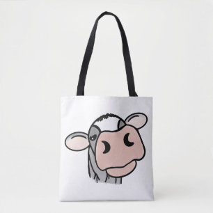 Cartoon-Kuh schwarz weiß rosa Kuss grau Farm Tier Tasche