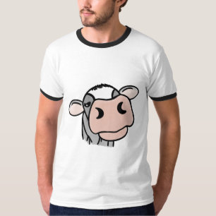 Cartoon Kuh Schwarz-weiß rosa Kuss graues Nutztie T-Shirt