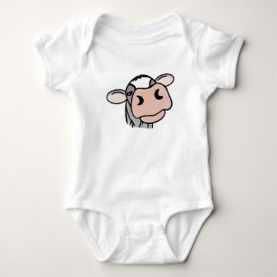 Cartoon Kuh Schwarz-weiß rosa Kuss graues Nutztier Baby Strampler