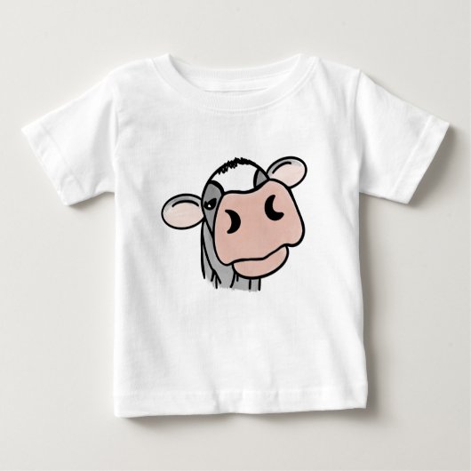 Cartoon Kuh Schwarz-weiß rosa Kuss graues Nutztier Baby T-shirt (Vorderseite)