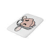 Cartoon Kuh Schwarz-weiß rosa Kuss graues Nutztier Badematte (Schrägansicht)