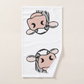 Cartoon Kuh Schwarz-weiß rosa Kuss graues Nutztier Badhandtuch Set (Handtuch)