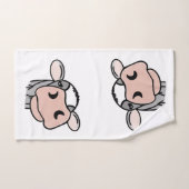 Cartoon Kuh Schwarz-weiß rosa Kuss graues Nutztier Badhandtuch Set (Handtuch)
