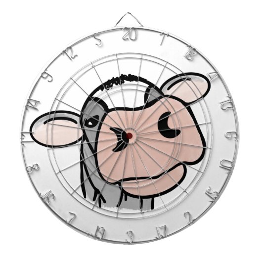 Cartoon Kuh Schwarz-weiß rosa Kuss graues Nutztier Dartscheibe (vorne)