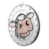 Cartoon Kuh Schwarz-weiß rosa Kuss graues Nutztier Dartscheibe (Vorderseite rechts)