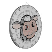 Cartoon Kuh Schwarz-weiß rosa Kuss graues Nutztier Dartscheibe (Vorderseite Links)