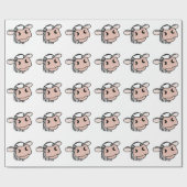 Cartoon Kuh Schwarz-weiß rosa Kuss graues Nutztier Geschenkpapier (Flach)